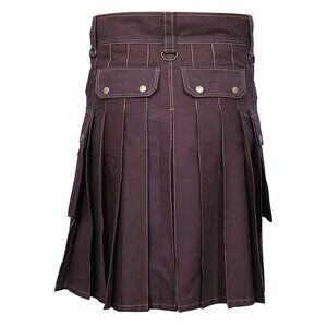 Cargo Utility Kilt Brown with 6 Pockets Traditional Scottish Highlander Kilt